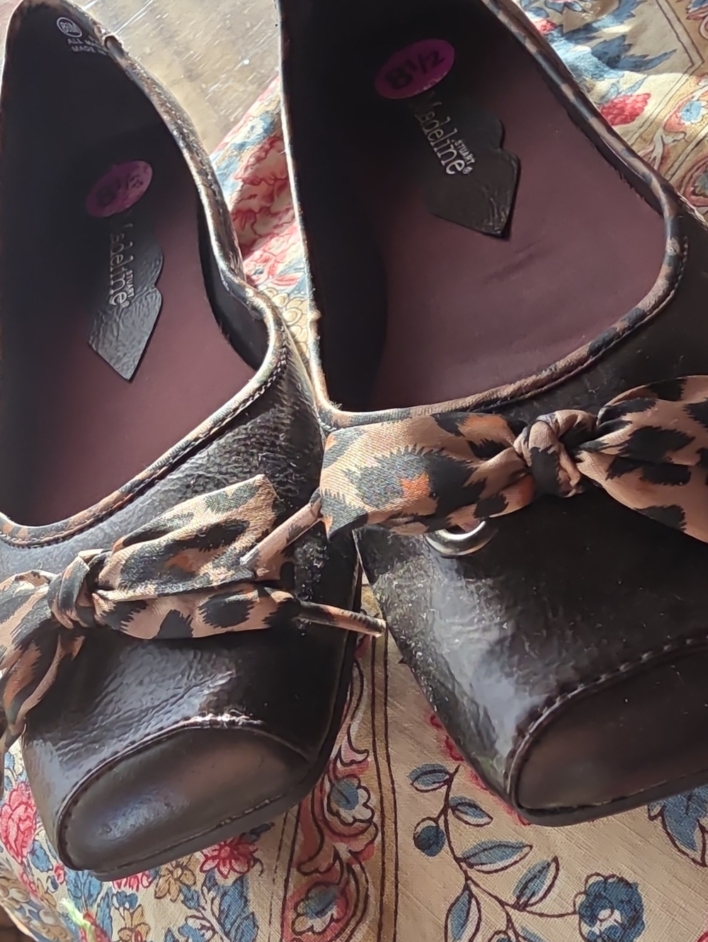 Madeline Stuart Brown Ballerina Flats with Leopard Bow